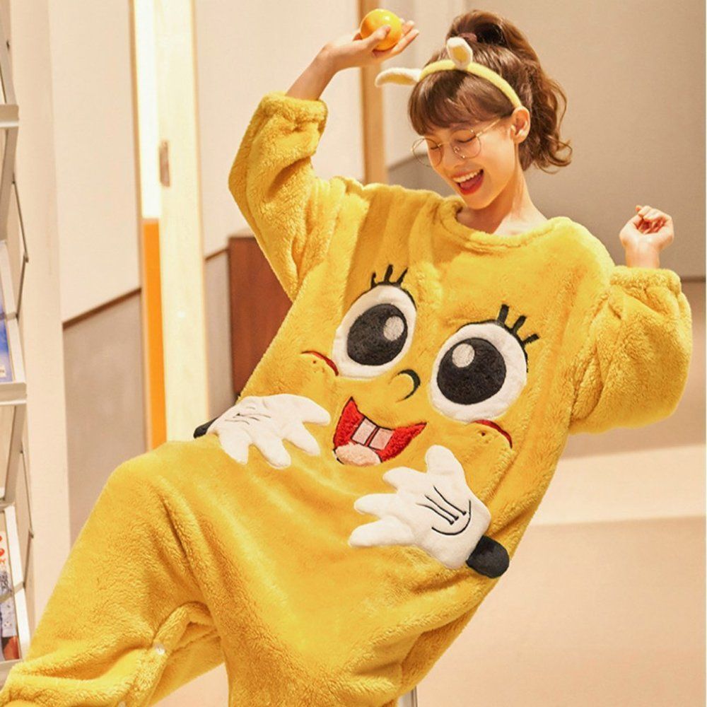 SpongeBob Pajama Robe | Women Sleep Robe Nightdress Plush PJ Onesie